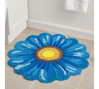 Feblilac Alfombra de baño de flores azules, tapete floral para baño, tapete antideslizante de microfibra lavable para sala de estar, hogar, alfombra de área de secado rápido