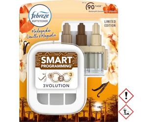 Febreze 3Volution - Ambientador (20 ml) Madagascar vainilla y magnolia, kit de iniciación con sistema automático de aroma fresco, 3 fragancias alternativas para eliminar los olores