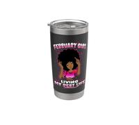 February Girl Living My Best Life Womens Funny Birthday Vaso térmico de acero inoxidable de doble pared