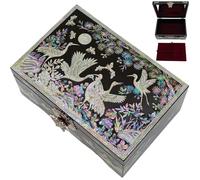 February Mountain Caja organizadora de joyas de nácar con bandeja para anillos, regalos para mujeres, regalo único para mujeres que lo tienen todo
