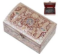 February Mountain - Pequeño joyero organizador de madera con incrustaciones de nácar y espejo en la tapa, ideal como elemento de decoración para la caso o la oficina, gran idea de regalo para bodas,