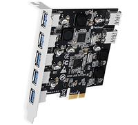 FebSmart 7Ports USB 3.0 Superspeed 5Gbps PCI Express (PCIe) Tarjeta de expansión para Windows Server, XP, Vista, 7, 8, 8.1, 10 PCsConstruido en tecnología de autoalimentación, sin necesidad de