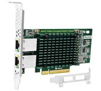 FebSmart Interfaz PCIE X8 a 2 Puertos RJ45 de 10 Gbps, Controlador Ethernet Intel X540-AT2, 2 Tarjetas PCIE Nic de Interfaz RJ45 de 10 GbE, Adaptador de Red convergente PCI Express de 10 GbE (X540T2)