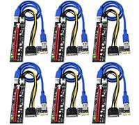 FebSmart PCI-E Riser para Bitcoin Litecoin ETH Coin Mining 6 PIN Powered PCIE Cable de extensión GPU Riser Ethereum Mining ETH GPU Cable de extensión PCIEX1 a PCIE X16 Extender V006C GPU Riser (6 PCS)