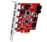 FebSmart Tarjeta de expansión PCIE USB 3.0 de 7 puertos Superspeed de 5 Gbps, 5 puertos USB-A y un cabezal USB 3.0 de 19 pines, tecnología FebSmart autoalimentada integrada, sin necesidad de fuente de