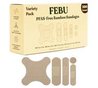 FEBU Vendas De Tela De Bambú Orgánico | Sin Pfa | Flexibles Y Sin Látex | Compostables | Paquete Variado De 200 Unidades 200 Unidades, Surtido