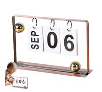 Fecha clásica - Almanaque de mostrador atemporal para el seguimiento de citas | Tabla de tiempo vertical de aleación con grandes azulejos giratorios y marcador de mes de estilo vintage para mesa de