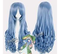 Fecha de envío gratis Una peluca de cosplay de Yoshinon viva para mujer, fiesta de anime femenino, pelo sintético 65 cm largo rizado ondulado peluca azul claro