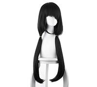 FECHA EN VIVO Tokisaki Kurumi Cosplay peluca para mujer pelo largo sintético recto 100 cm Clip de garra cola de caballo fiesta peluca negra recta