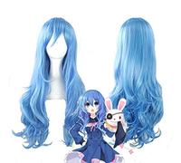 FECHA EN VIVO Yoshino 70cm Largo Azul Peluca ondulada Pelo sintético resistente al calor Disfraces de Cosplay Fiesta de Halloween + Gorra de peluca gratis