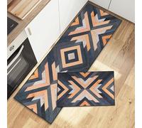 Fecialy Alfombras de Cocina Boho Aztecas Juegos de 2, 43x75+43x120CM alfombras Acolchadas antifatiga, alfombras Occidentales Antideslizantes para Cocina, lavandería, Fregadero, Oficina, Escritorio