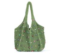 Fecialy Bolsos de playa de ganchillo bohemio, con cuentas de colores, bolsos de hombro de punto de verano, bolsos de almacenamiento casual tejidos