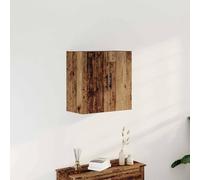 Fecpoo Armario de pared con puerta con bisagras y tiradores de barra, madera envejecida, 60 x 31,5 x 60 cm, 2 compartimentos, para baño y salón