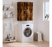 Fecpoo Armario de pared de madera de roble ahumado 69,5 x 34 x 90 cm con tiradores de puerta para un espacio ordenado en el salón