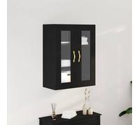 Fecpoo Armario de pared moderno montado en la pared, 69,5 x 34 x 90 cm, aspecto de roble negro, material de madera con tiradores dorados en D para salón