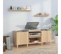 Fecpoo Armario para discos de vinilo de madera y eucalipto, 121 x 38 x 48 cm, roble Sonoma para guardar y presentar