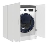 Fecpoo Armario para lavadora, 71 x 71,5 x 91,5 cm, color blanco de madera con gran espacio de almacenamiento para cuarto de baño