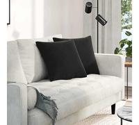 Fecpoo Cojín para sofá de 45 x 45 cm, color negro, 2 unidades, de pana de alta calidad con funda extraíble y relleno de poliéster estable para interior