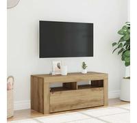 Fecpoo Consola de TV LED de madera de roble Artisan, 90 cm de ancho, para televisores de hasta 55 pulgadas