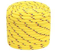 Fecpoo Cuerda amarilla de 18 mm PP de 50 m - Cuerda de polipropileno trenzado resistente con 399 kg de carga de trabajo para amarrar barcos y transportar