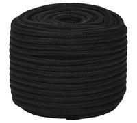 Fecpoo Cuerda de trabajo 14 mm 250 m de poliéster negro - trenzada resistente a los rayos UV, resistente a desgarros, para casa, jardín y taller