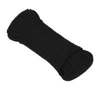 Fecpoo Cuerda trenzada de poliéster de 3 mm × 50 m, color negro, 120 kg de resistencia a la rotura, para interior y exterior