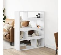 Fecpoo Estantería de 8 compartimentos, color blanco, 100 x 33 x 125,5 cm, de madera para colocar en salas de estar y estudios