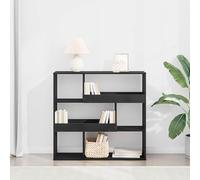 Fecpoo Estantería separadora de habitación, aspecto de roble negro, 100 x 33 x 94,5 cm, de material de madera con 4 estantes, para salas de estar modernas