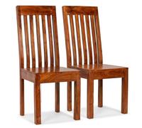 Fecpoo Juego de 2 sillas de comedor de madera maciza de acacia con acabado miel, 43 x 43 x 104 cm, para salones y comedores modernos