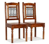 Fecpoo Juego de 2 sillas de comedor, madera maciza de acacia con acabado miel, 43 x 43 x 100 cm, marrón, para cocinas clásicas