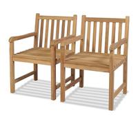 Fecpoo Juego de 2 sillas de jardín, resistentes y duraderas, de madera de teca finamente pulida, 58 x 60 x 90 cm, color marrón, ideal para exteriores