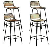 Fecpoo Juego de 4 sillas de bar de madera maciza envejecida con marco de acero estable, 44 x 44 x 84 cm, altura del asiento 76 cm, ideal para salón y comedor