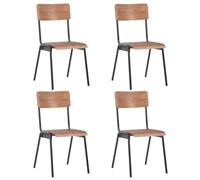 Fecpoo Juego de 4 sillas de comedor apilables, madera contrachapada maciza y acero con recubrimiento en polvo, marrón/negro, 41,5 x 54 x 85,5 cm, para comedor y cocina