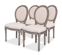 Fecpoo Juego de 4 sillas de comedor - Funda de tela crema (mezcla de lino), marco de madera estable, 50 x 56 x 95,5 cm, altura del asiento 52,5 cm, ideal para salas de estar modernas