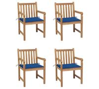 Fecpoo Juego de 4 sillas de jardín de madera de teca finamente pulida, 58 x 60 x 90 cm, duraderas, resistentes a la intemperie, para exteriores