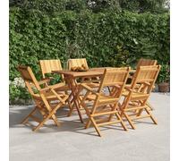 Fecpoo Juego de 6 sillas de jardín plegables - Madera maciza de teca 55 x 61 x 90 cm con reposabrazos y somier de láminas para exteriores