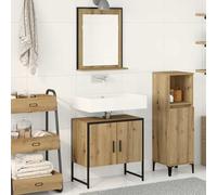 Fecpoo Juego de muebles de baño montados en la pared, puertas al ras de madera, marrón, 60 x 33 x 60 cm + 50 x 60 cm, 2 unidades, para baños pequeños y grandes