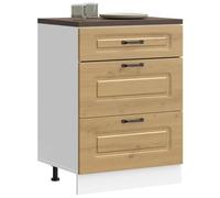 Fecpoo Kalmar - Mueble bajo de cocina (60 x 46 x 81,5 cm, madera de roble Artisan, con patas ajustables y dos cajones, para cocinas modernas)