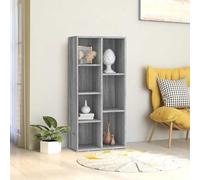 Fecpoo Librería 50 x 25 x 106 cm gris Sonoma de madera con 7 compartimentos para guardar libros y medios