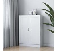 Fecpoo Librería 82,5 x 30,5 x 115 cm, color blanco, de tablero DM con amplios compartimentos y puertas para libros, DVD, decoración