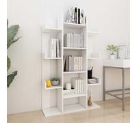 Fecpoo Librería con 13 compartimentos, color blanco, 86 x 25,5 x 140 cm, material de madera, ahorra espacio, para salón pequeño
