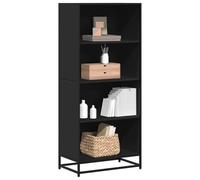Fecpoo Librería negra 60 x 35 x 139 cm madera con estructura metálica para salón y dormitorio