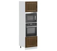 Fecpoo Lucca Brown - Juego de 2 armarios de cocina (madera, 60 x 57 x 207 cm, patas ajustables, para horno y microondas)