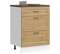 Fecpoo Mueble bajo cocina 60 cm Porto - Mucho espacio de almacenamiento con cajón, madera de roble Artisan, 60 x 46 x 81,5 cm, para cocina equipada