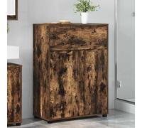 Fecpoo Mueble de baño de 72,5 x 36,5 x 100 cm de madera de roble ahumado con estantes de altura ajustable y cajón de rodamiento de bolas