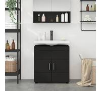 Fecpoo Mueble de baño Tulum con mucho espacio de almacenamiento de madera, color negro, 60 x 34 x 63 cm, 1 unidad, para baño moderno