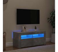 Fecpoo Mueble de TV con iluminación LED, tablero de partículas, color gris hormigón, 90 cm de ancho, para televisores de hasta 55 pulgadas