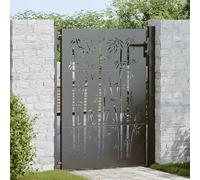 Fecpoo Puerta de jardín de 110 x 130 cm, de acero pulverizado resistente a la intemperie, con elegante patrón y seguro cerrojo