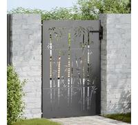 Fecpoo Puerta de jardín de 85 x 150 cm, de acero pulverizado, con diseño de corte láser resistente a la intemperie y cerrojo de seguridad