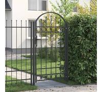 Fecpoo Puerta de valla gris 100 x 175 cm de acero pulverizado con cerrojo para jardín y terraza